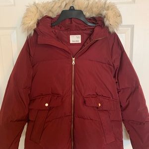 ZARA burgundy puffer coat youth size 13/14 gently used